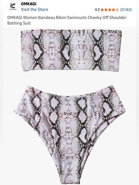 OMKAGI Snake Print Bandeau Bikini Set